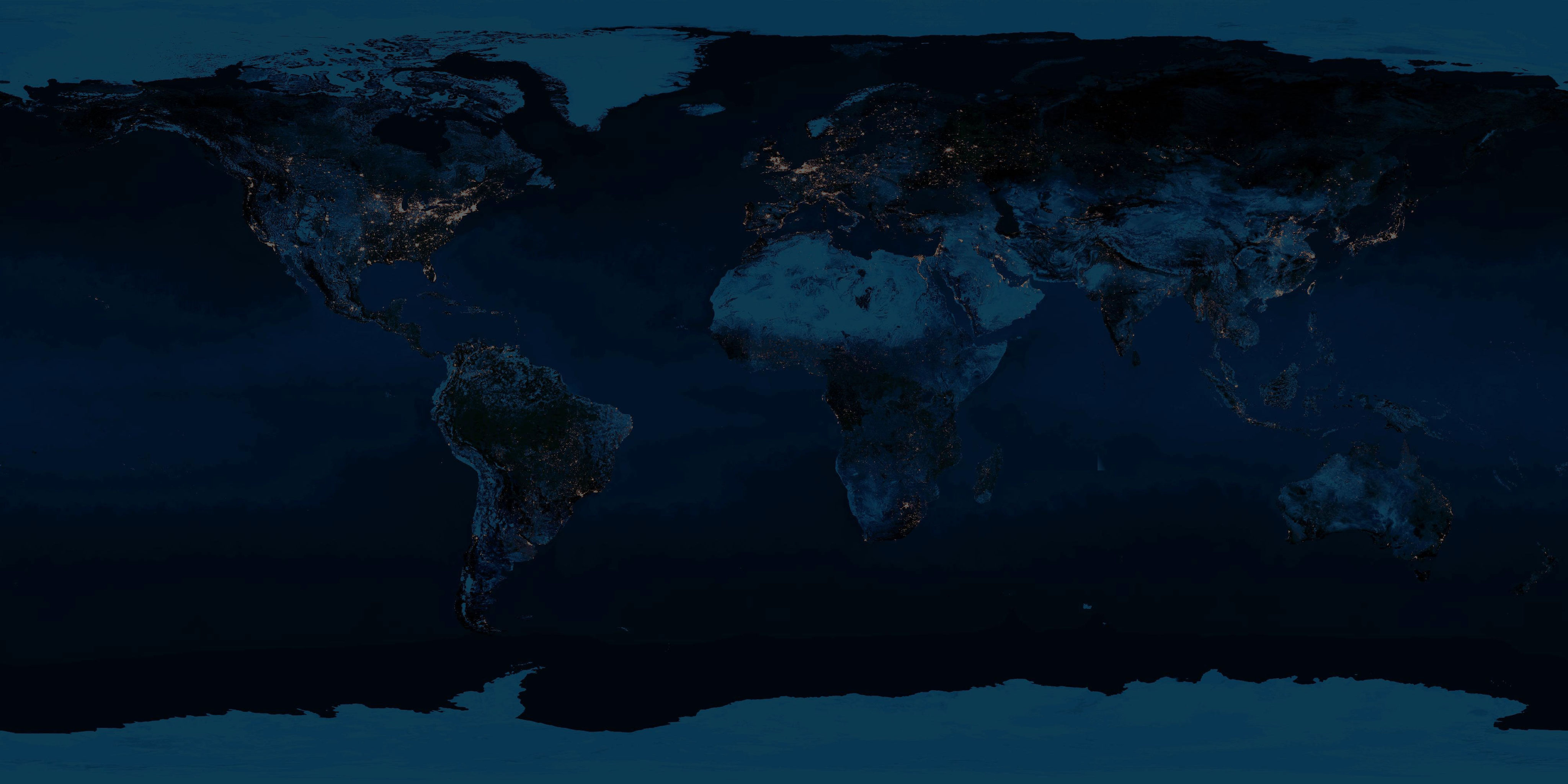 World map showing Earth at night